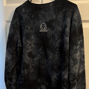 Smiley Face Black Tie-Dye Men's Crewneck Sweater